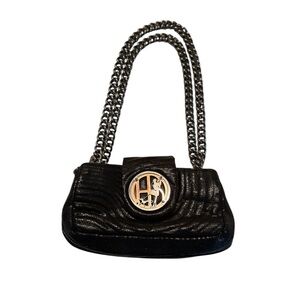 Henri Bendel #7 snakeskin quilted black leather bag Crossbody purse Chainlink